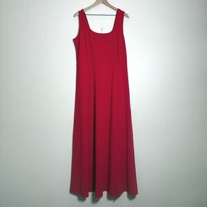 Mushare NEW Womens Maxi Dress 2X Red Slit Formal Gown Event Romantic Sleeveless